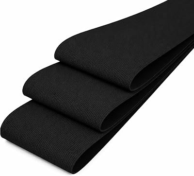 Trimming Shop 75mm Wide Elastic Band 2m Black Polyester Rubber Waistband Tape