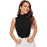 Verdusa Women's Sleeveless High Turtleneck Fitted Tank Top