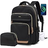 MDODO Laptop Backpack for Women,Travel Backpack with Laptop Compartment,Casual Daypack College Bookbag Computer Backpack for Work with Small Organizer Bag,Black
