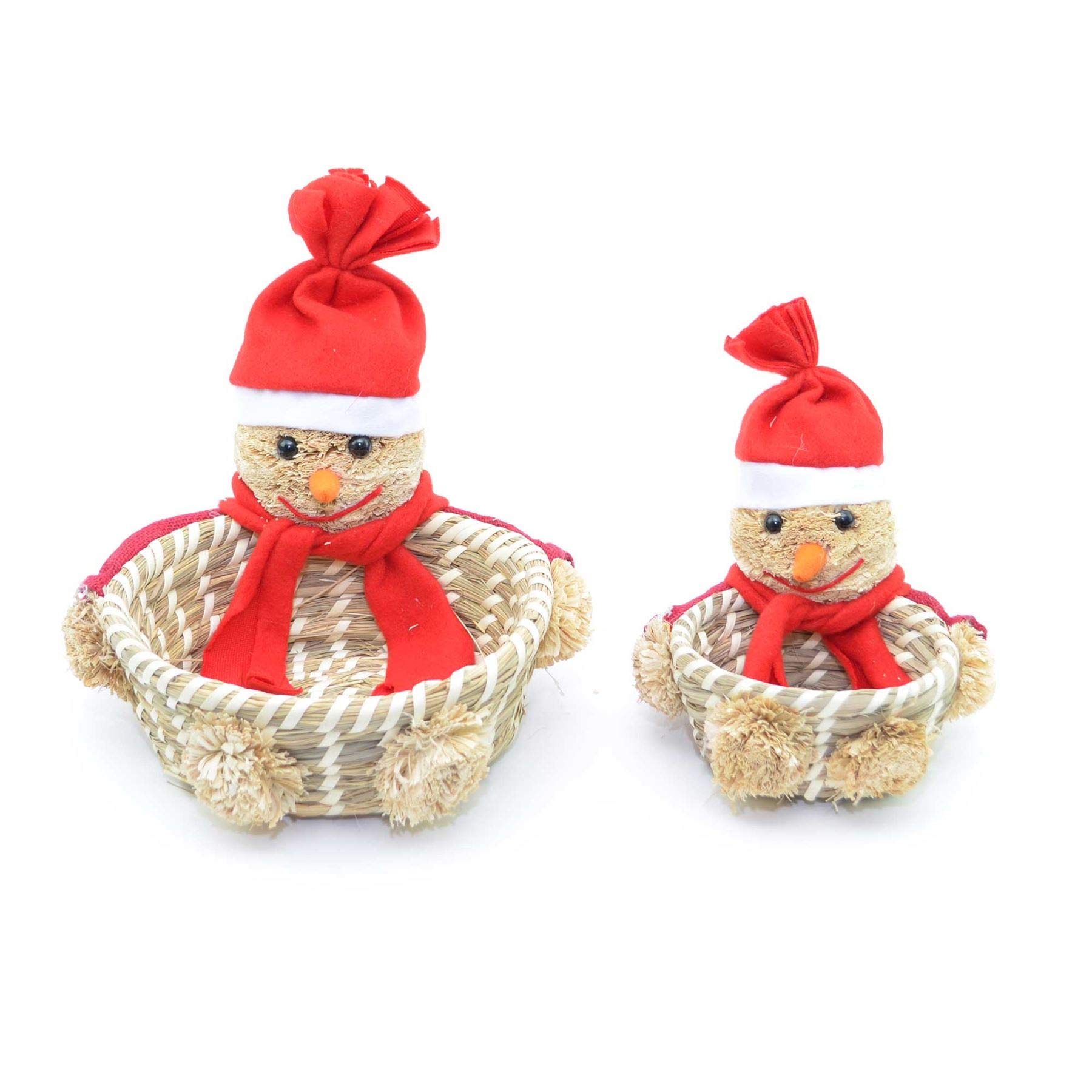 Shatchi 2pcs Handmade Snowman Christmas Basket Set Xmas Home Décor Decoration Shop Pub Sweet Decorations