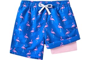 westwolf Boys Swim Trunks with Compression Liner Toddler Boys Swim Shorts Boxer Brief Board Shorts Swimming Set 5-18T