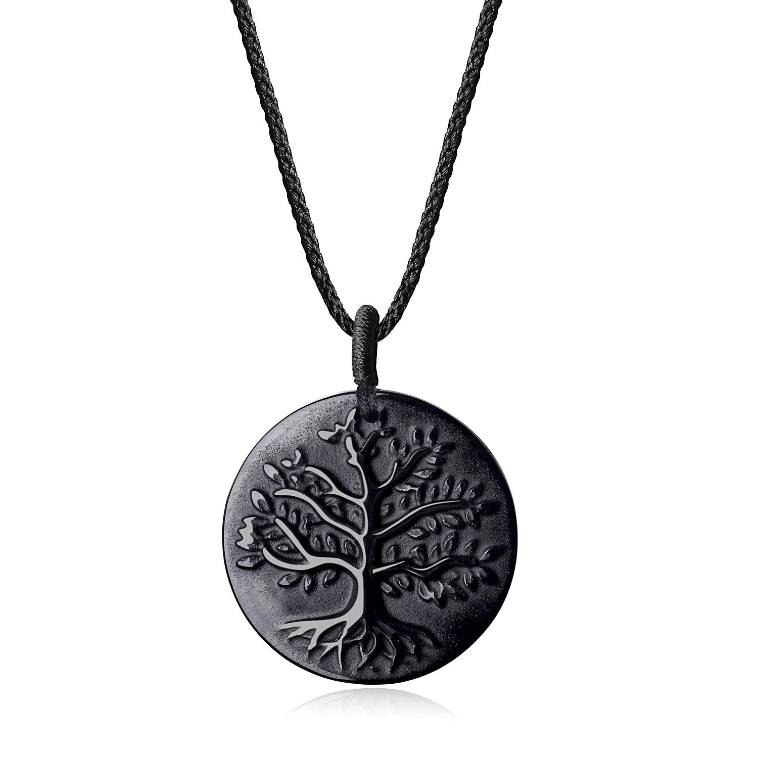COAI Religious Jewelry Obsidian Stone Tree of Life Pendant Necklace for Men Women — image 1