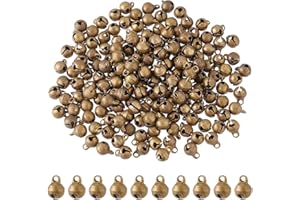 HOBBIESAY 300Pcs 8mm Vintage Bells Mini Craft Bells Brass Bell Charms Small Jingle Bell for DIY Necklace Bracelet Jewelry Making House Decor,Hole:1.2mm