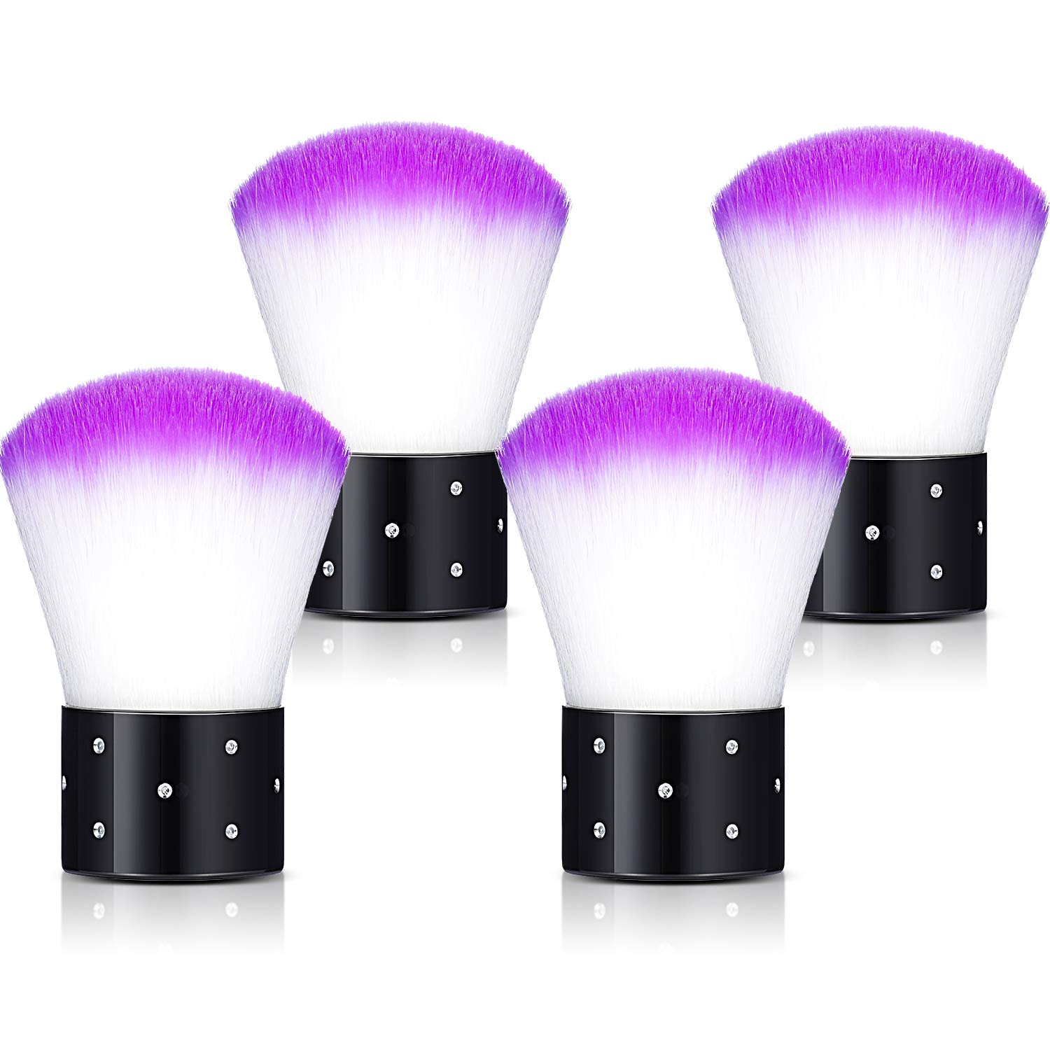 4 Pieces Nail Art Dust Brush Soft Nail Art Dust Remover Powder Cleaner Kabuki Brushes Makeup Powder Blush Brushes Nail Art Tools (Pink, Purple): Beauty