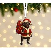 Cane Corso Dog Christmas Acrylic Ornament - Cute Santa Cane Corso with Gift Bag and Lights - Funny Ho Ho Hooo Holiday Tree Decoration - Christmas Dog Lovers Gift Ornament