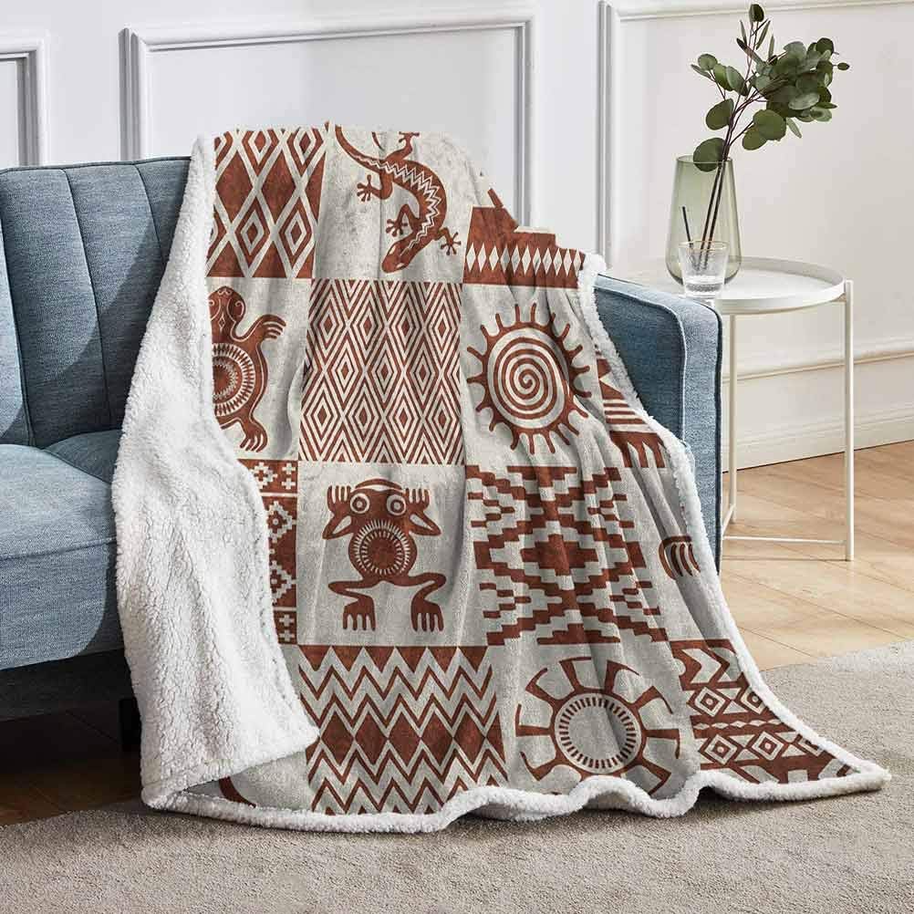 YUAZHOQI Southwestern Fleece Blanket Throw, Frames with Native American
