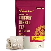 Teeccino Vanilla Nut Herbal Tea, 50 Tagless Eco-Friendly Tea Bags - Rich &amp; Roasted Herbal Tea That&rsquo;s Caffeine Free &amp; Prebiotic for Natural Energy