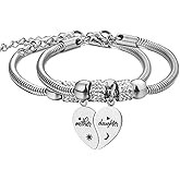 Yonhon Mother Daughter Bracelet Necklace for 2/3/4, Mother Daughter Matching Keychain Set