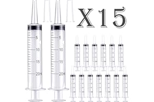JIAYOUSHOT 15 Pack-20ml Plastic Feeding Syringe with Cap,Individually Packge Sealed,Measuring Liquid Syringe Suitable for Industrial Scientific Labs Animal Husbandry