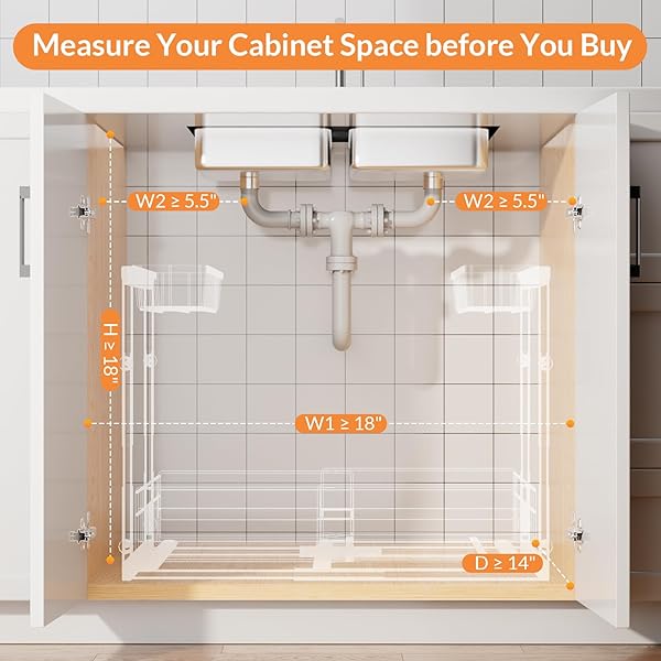 LAYZZI-WAYT EXPANDABLE UNDER SINK ORGANIZER WITH 5-LEVEL HEIGHT ADJUSTMENT,2 TIER UNDER SINK ORGANIZER PULL-OUT UNDER SINK DRAWERS CABINET ORGANIZER FOR KITCHEN & BATHROOM STORAGE,BLACK,LARGE