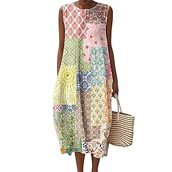 Womens Beach Dresses Summer Fall Cotton Linen Midi