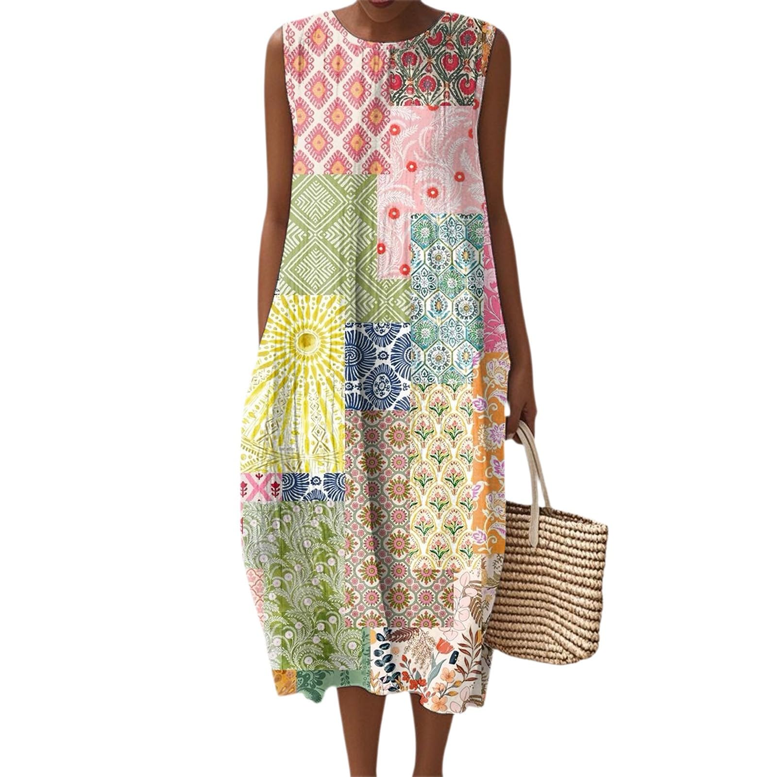 Womens Beach Dresses Summer Fall Cotton Linen Midi