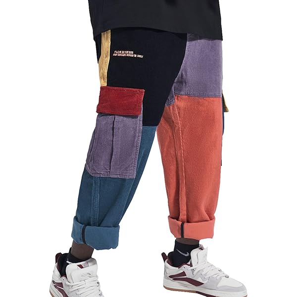 MFCT Streetwear Patchwork Cargo 90s Pants for Men (as1, Alpha, s