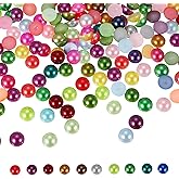 PATIKIL 600 Pcs Multicolor Half Round Pearls Beads, 10mm ABS Flatback Rhinestones Pearls for Crafting Jewelry Making DIY Nail Art Clothes Wedding Art Decoration