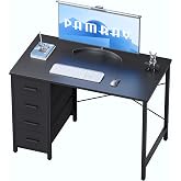Pamray 32 Inch Computer Desk with 4 Drawers Small Office Desk for Home Bedroom Study Writing Simple Modern Computer Table Black