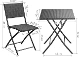 CASARIA 3 Pieces Outdoor Bistro Set Poly Rattan Table & Chairs Black view 3