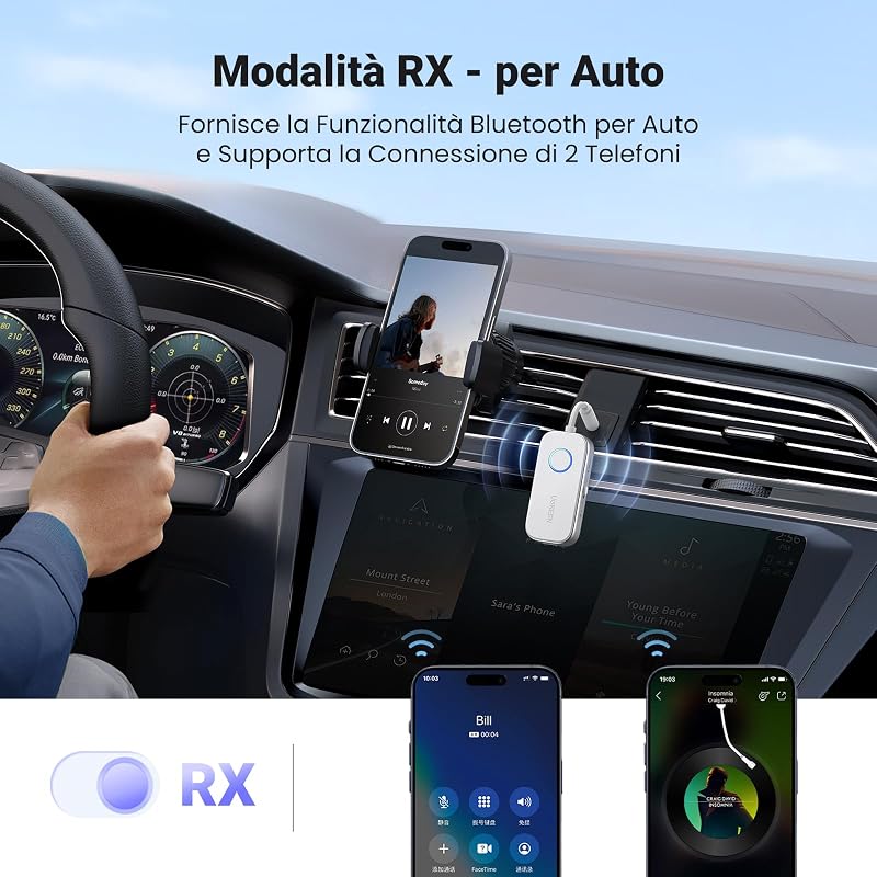 Trasmettitore Ricevitore Bluetooth 6.0 Adattatore 2 in 1 Audio Jack