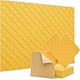 Kuchoow 12 Pack Soundproof Wall Panels Self-Adhesive,Acoustic Panels,Sound Absorbing Panels,Sound Proofing Panels for Walls Door Ceiling 12" X 12" X 0.4"Orange