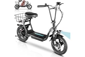 Caroma Peak 1200W Electric Scooters for Adults, 14" Fat Tire, 500Wh Battery, 30 Miles Range, 20MPH Top Speed, Foldable Electric Scooter with Seat, Dual Shock Absorbing Electric Bike for Commuting
