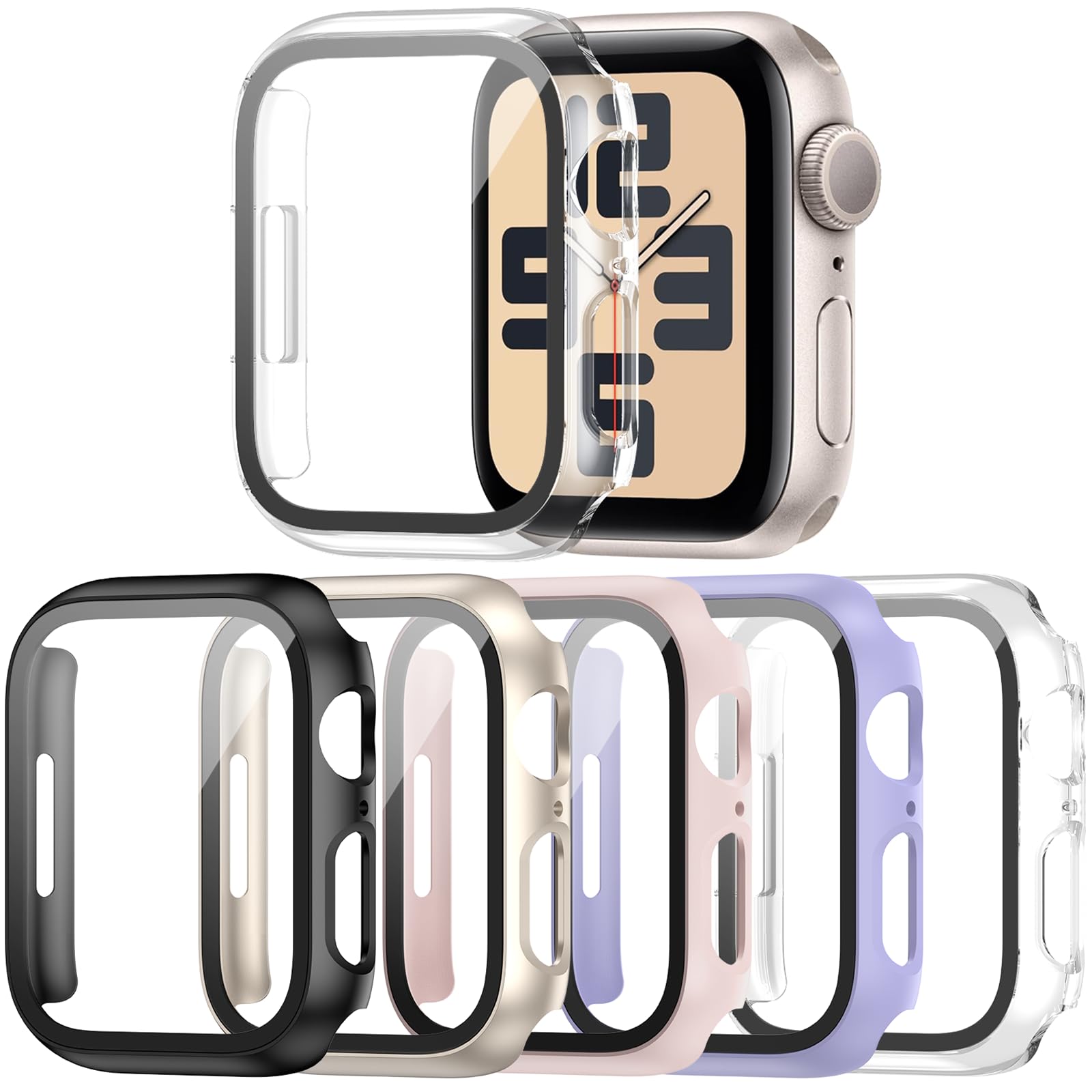 Haojavo 5 Pack Case for Apple Watch Series 3 2 1 42mm with Tempered Glass Screen Protector, Full Hard Ultra-Thin Scratch Resistant Bumper Protective Cover for iWatch 42mm Accessories(5 Colors)