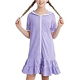 Weixinbuy Girls Swim Cover Up Kids Swimsuit Terry Zip Up Swimwear Hoodie Dress Wraps Beach Bathing Suit 3-13 Years