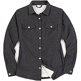 ZENTHACE Women's Flannel Shirt Jacket, Sherpa-Lined Plaid Shacket Jackets, Snap Button Down Outdoor Shirt