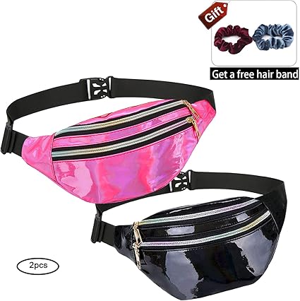 black holographic fanny pack