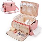 Breast Pump Bag Fit for Spectra S1 and S2, Pumping Bag with Waterproof Mat for Pump Accessories, Portable Pump Carrying Case for Work, Travel and Family Use, Pink
