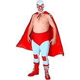 Lovable Luchador Men's Costume with Mask, Cape, and Boot Covers - Wrestler's Outfit, Perfect for Halloween