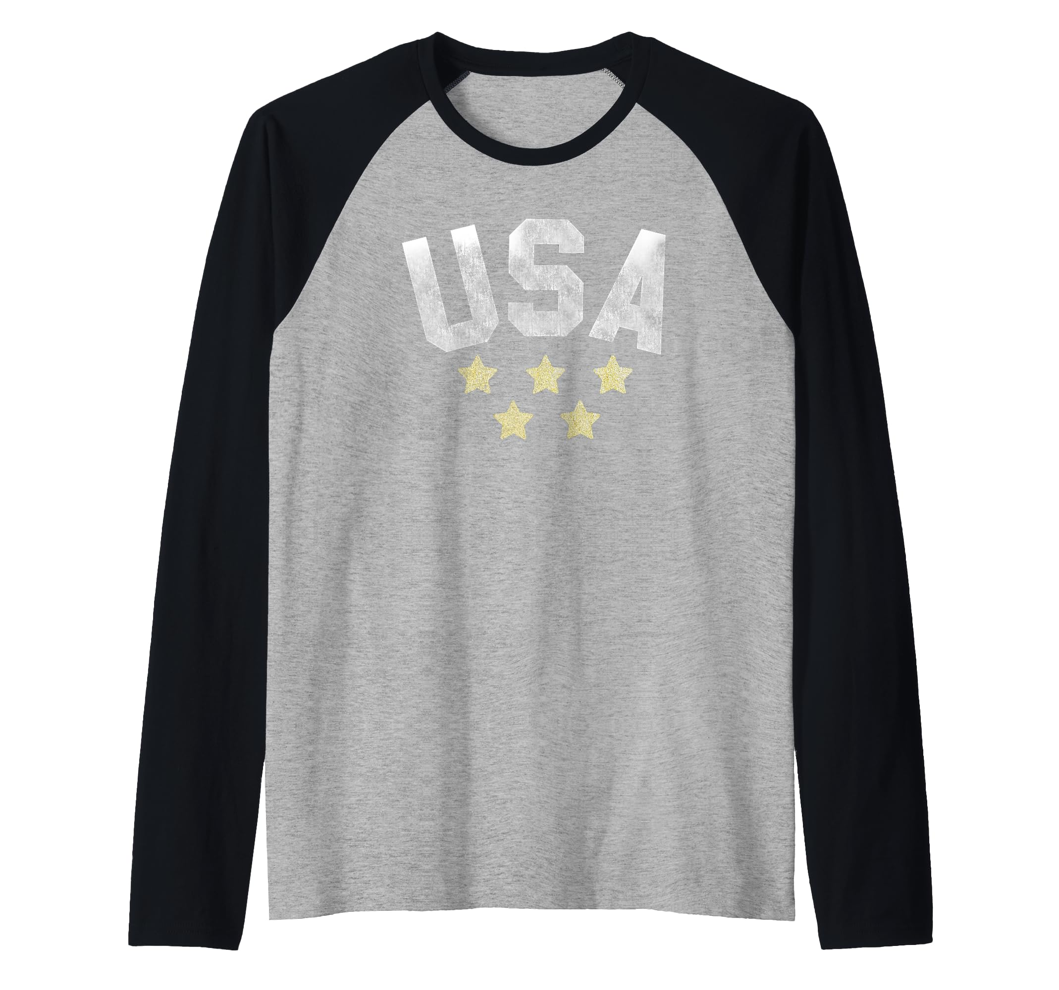 USA White With Stars Raglan Baseball Tee