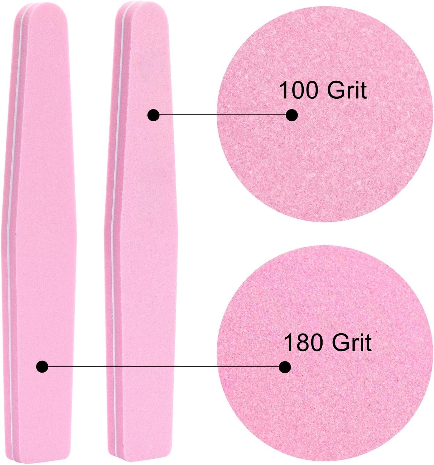 Nail Buffers 20 Pack 100/180 Grit Nail Buffer Block Sponge Buffing Nail File for Acrylic/Natural Nails, Pink