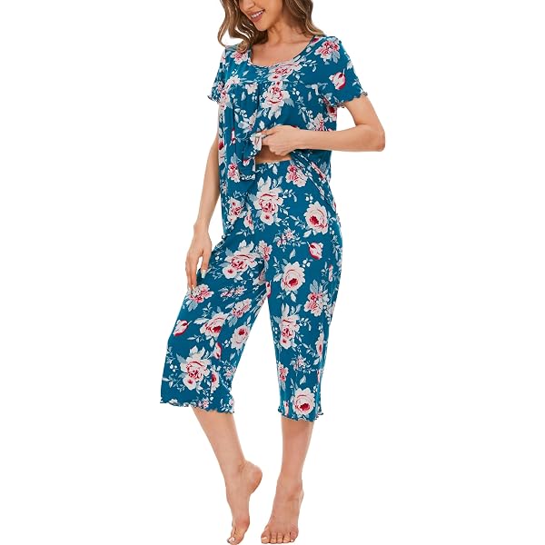 Women's Pajama Set - Short Sleeve Cat Print Lounge Wear With Pockets, 2 Piece Set - View #9