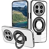 Hlgcokro for Honor Magic 7 Pro Case with Ring Stand, Silicone Shockproof Phone Case for Honor Magic 7 Pro Clear Slim Luxury Cute Plating Protective Cover (Black)