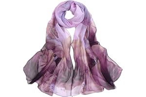 Floral Print Chiffon Scarf - Womens Fashion Scarfs Lightweight Head Scarf Sunscreen Scarves Shawls Wrap For Women