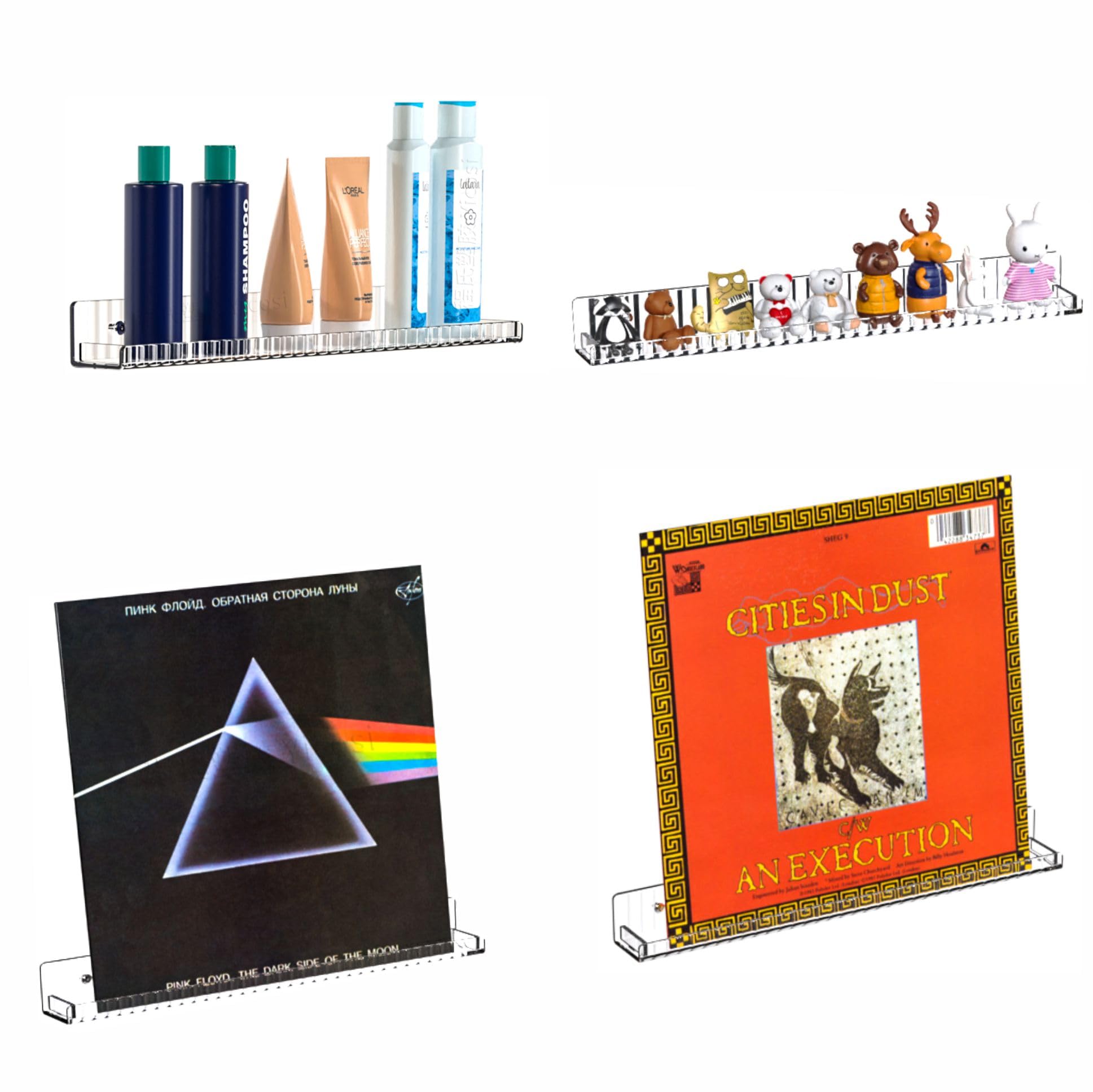 Photo 1 of 4 Pack Vinyl Record Wall Display,15" Acrylic Invisible Floating Bookshelf for Kids Room,Clear Wall Mounted Hanging Book Shelves,Modern Picture Ledge Display and Album Vinyl Wall Mount Shelf