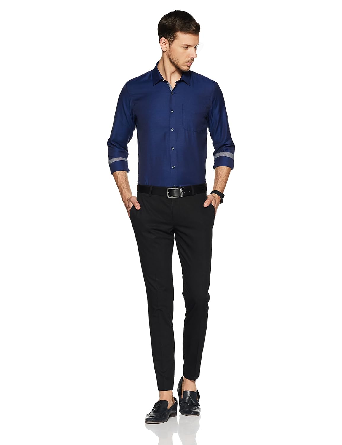 peter england men's plain slim fit formal shirt