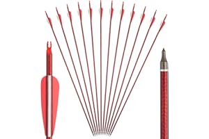 Toparchery 30" Pure Carbon Hunting Arrows with 3" TPU Vanes and Removable Tips -500 Spine Practice Target Arrows for Compound