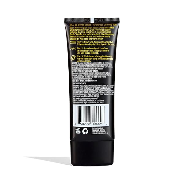 BONDI SANDS GLO SHIMMER ONE DAY TAN | LUMINOUS BRONZE GLOW FOR FACE & BODY | INSTANT ILLUMINATOR CREAM | TRANSFER & WATER RESISTANT | 100 ML/3.38 OZ