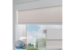HAPADIF Motorized Blinds No Drill Automatic Blinds for Windows Cordless Roller Shades Electric Blinds with Remote Control Smart Blinds (Linen, 34.5 x 72)