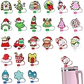 24Pcs Christmas Straw Toppers, 0.4'' 10mm Covers Compatible w/ 30&40 oz Stanley Cup, Funny Accessories for Drinking Party Supplies, Christmas Countdown Gifts for Women Men, Dust Proof Straw Cap