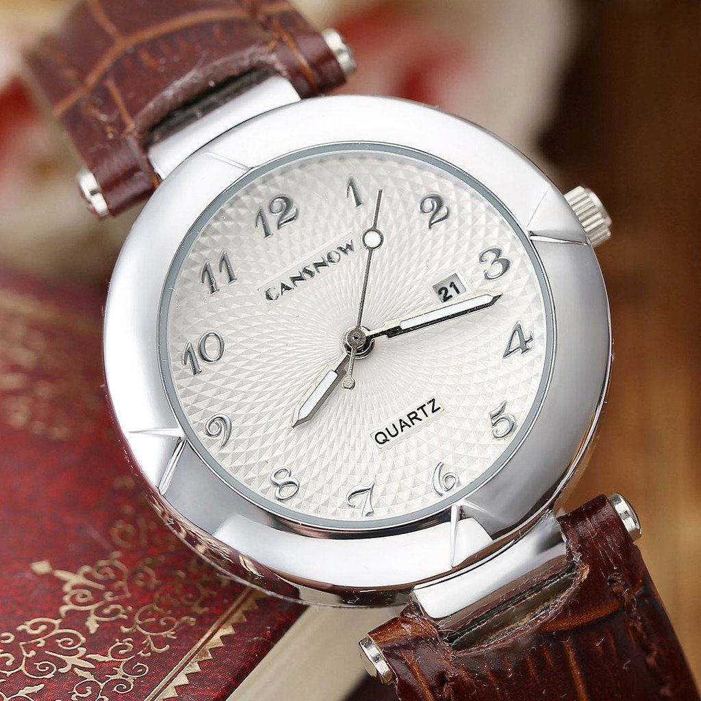 JSDDE Uhren,Elegant Damen Armbanduhr Kalenderuhr Klassisch Echtleder Band Damenuhr Analog Qaurzuhr Business Uhr,Braun