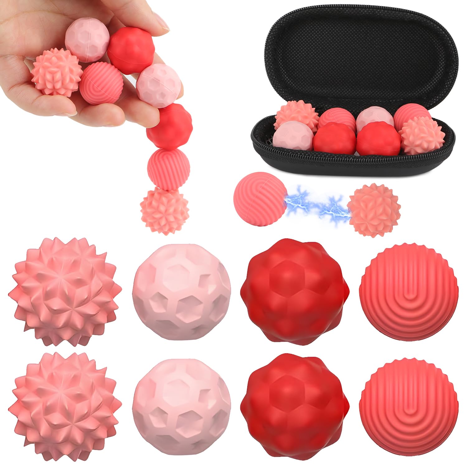 Quiet Magnetic Balls Sensory Fidget Toys 8 pcs Silicone Coating Magnets Stress Ball for ADHD Autism Adults Teens Office Fidgets Women Men Girls Boys Focus Gadgets 4 Different Satisfying Textures β image 1