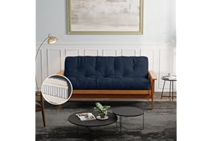 Loosh Home | 10" Full Size Futon Sofa Bed Pocket Coil Foam Mattress - USA Made, Navy, No Frame