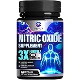 Nitric Oxide Booster 3000mg - Extra Strength L Arginine & Citrulline Supplement for Men & Women - Premium Muscle Supporting Nitric Booster - Natural Energy & Heart Health Support - 120 Capsules
