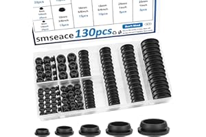 smseace 130Pcs Rubber Plugs 8-Sizes 1" 3/4" 5/8" 1/2" 3/8" 5/16" 1/4" 1/5" Assorted Sizes Rubber Plugs for Holes for Furniture,Offices,Kitchens