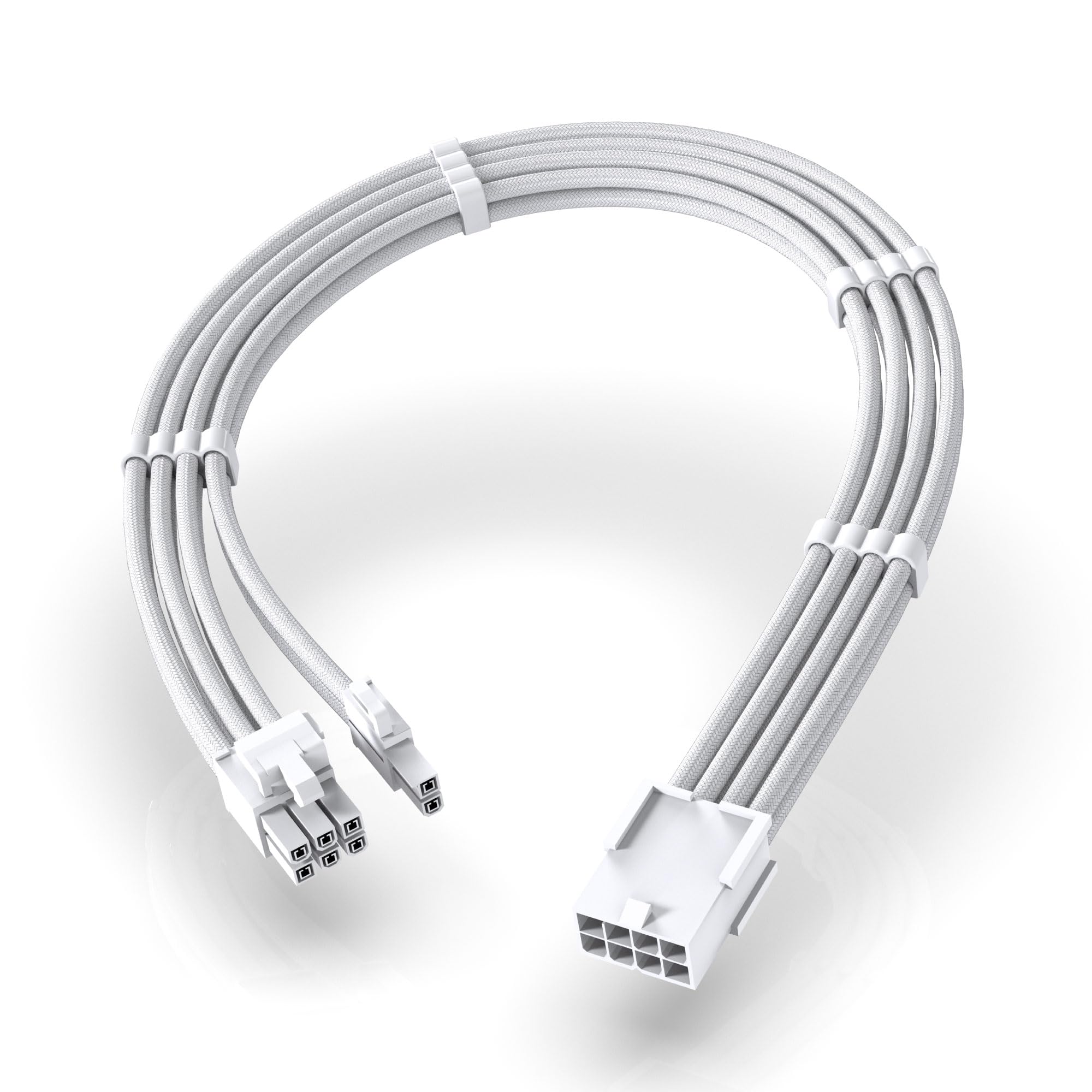 Photo 1 of EZDIY-FAB PCIe 8-Pin Female to PCIe 8-Pin (6+2) Male Power Supply Adapter Extension Cable for Graphics Card or PCIe Device 11.8 inch (30 cm)-All White