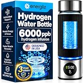 ENERGILZ Hydrogen Water Bottle | 16.2 oz (480 ml) Hydrogen Water Generator | 6000 PPB Hydrogenator Machine | SPE/PEM Ionizer Generator (Silver)