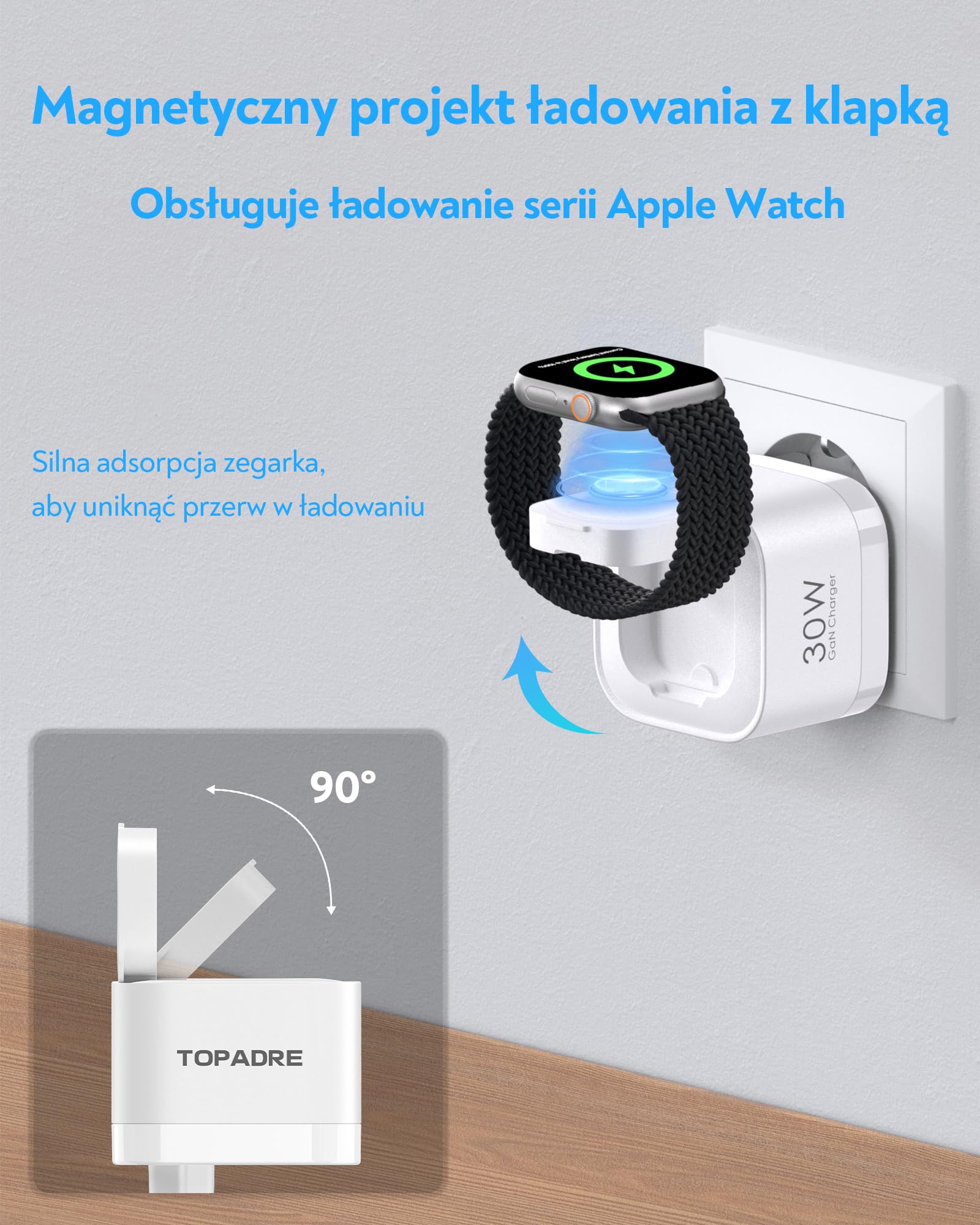 TOPADRE 30W Ladegerät für Apple Watch, 3-in-1 30W USB C iPhone Ladegerät PD 3,0 Schnellladegerät Apple Watch 11/10/9/8/Ultra/SE, USB C Ladekabel für iPhone17/16/15 Pro Max, für iPad Air/Airpods, Weiß 3