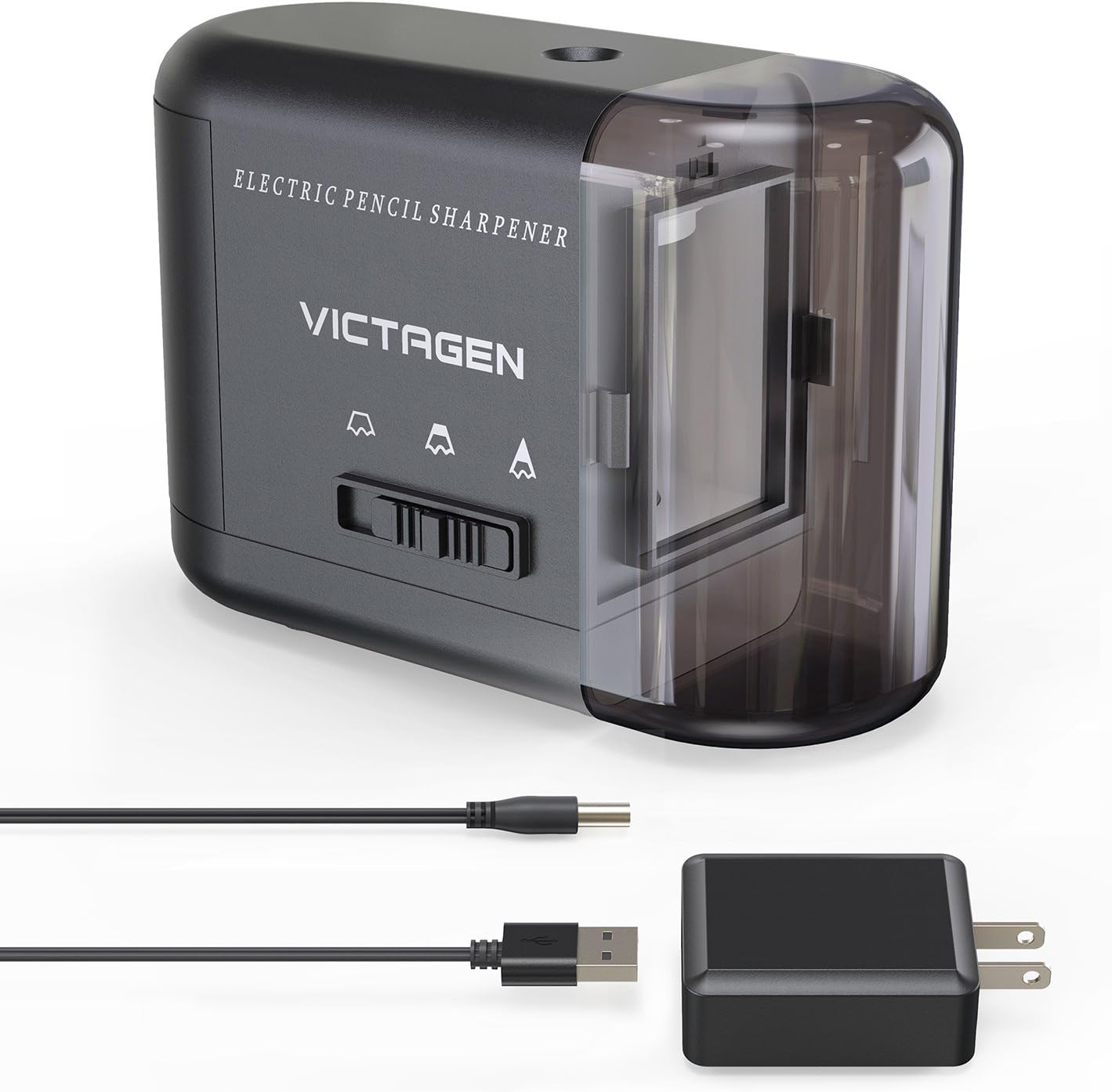 Victagen Electric Pencil Sharpener, Auto Pencil Sharpener Heavy Duty Helical Steel Blade Sharpener for Artists Office & School, Battery or AC Operated for Colored Pencils,Safe For Kids Auto-Stop