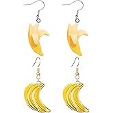2 Pairs Fruit Banana Dangle Earrings for Women Fashion Cute Funny Lifelike Peeled Fruits Yellow Banana Food Earrings